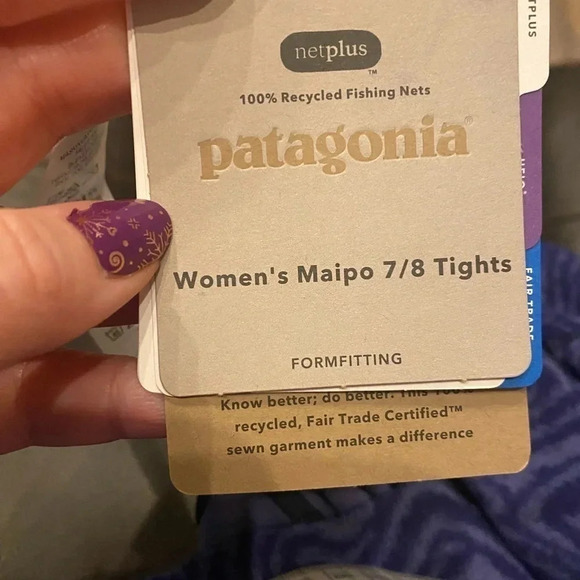 Patagonia Maipo 7/8 Tights New Form Fitting XXL Oak Waves Blue Leggings - Picture 6 of 9